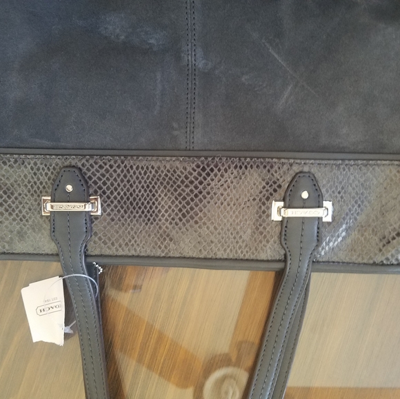 New With Tag - Coach Gray Suede & Snake Purse - Picture 7 of 12
